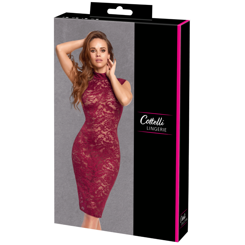 Robe moulante en dentelle rouge bordeaux - Cottelli