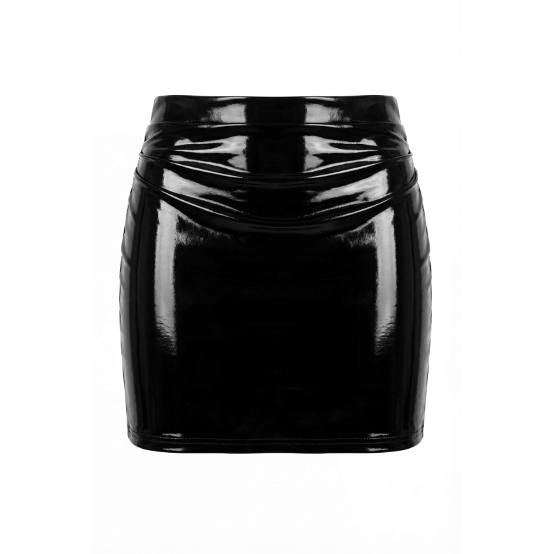 Jupe noire en simili cuir avec zip Lara  Be lily Mode