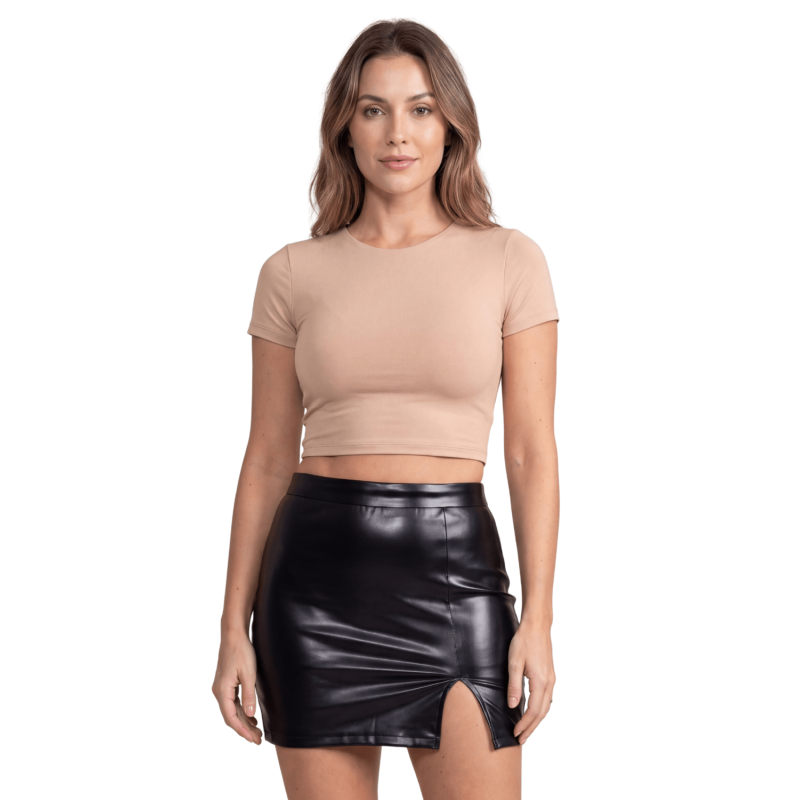 Jupe sexy courte noire wetlook Alessia  Be lily Mode