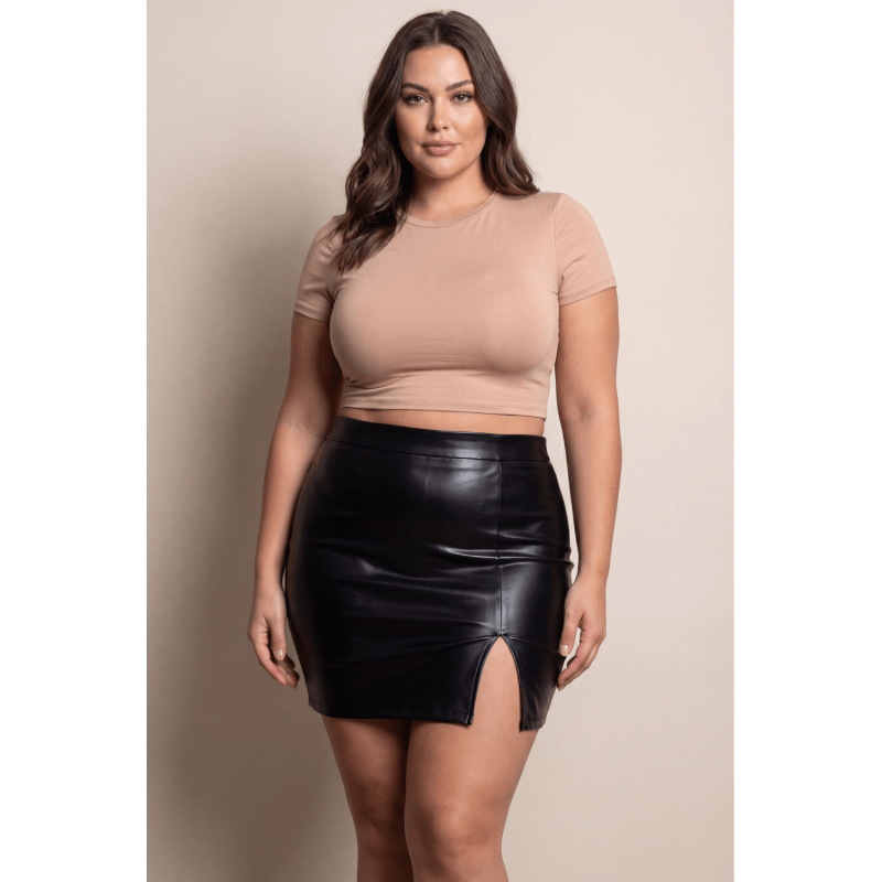 Jupe sexy courte noire wetlook Alessia  Be lily Mode