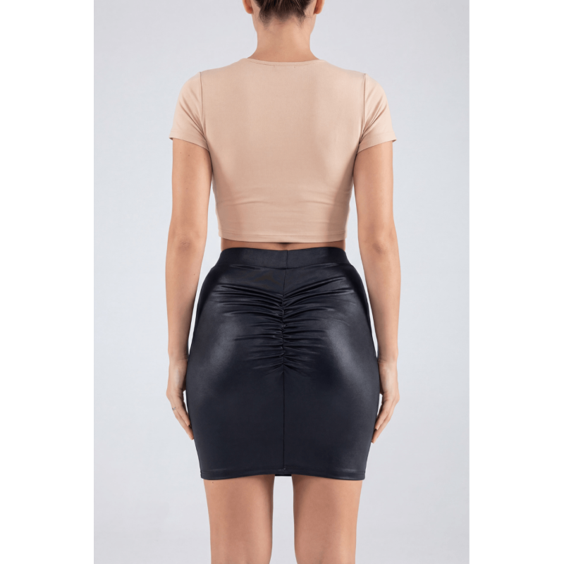 Jupe courte noire Kyra avec zip fonctionnel sur le côté  Be lily Mode