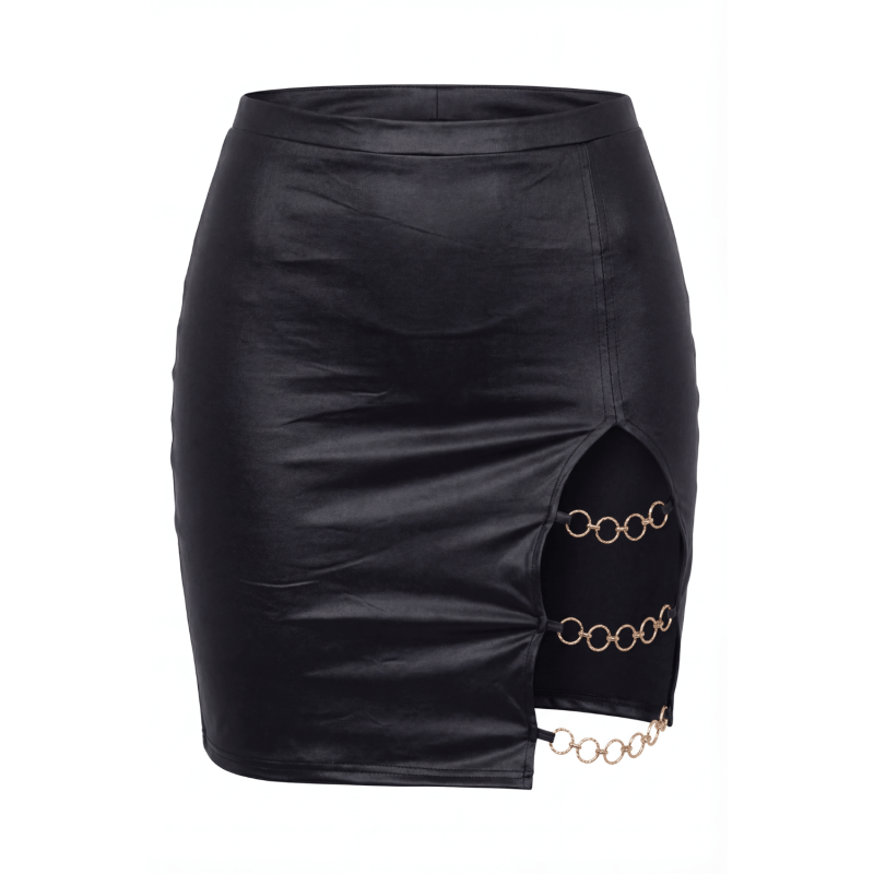 Jupe courte noire Elena fendue sur le côté  Be lily Mode
