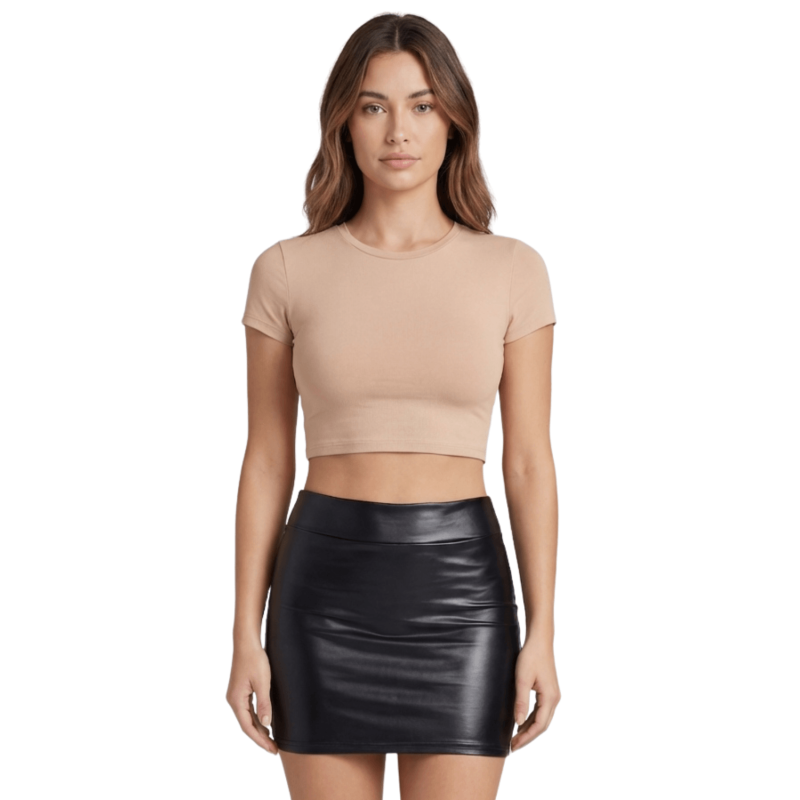 Jupe noire en simili cuir mat Sifia  Be lily Mode