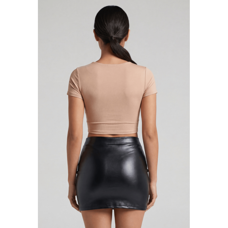 Jupe noire en simili cuir mat Sifia  Be lily Mode
