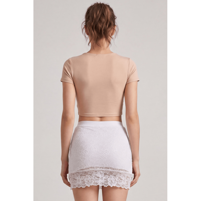 Jupe courte blanche Camélia  Be lily Mode
