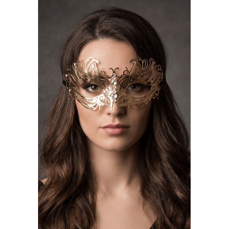 Masque vénitien Greta rigide doré avec strass Be Lily Accessories