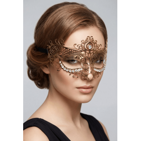 Masque vénitien Ornella rigide doré avec strass Be Lily Accessories