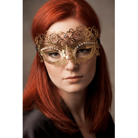 Masque vénitien Giulia rigide doré avec strass Be Lily Accessories