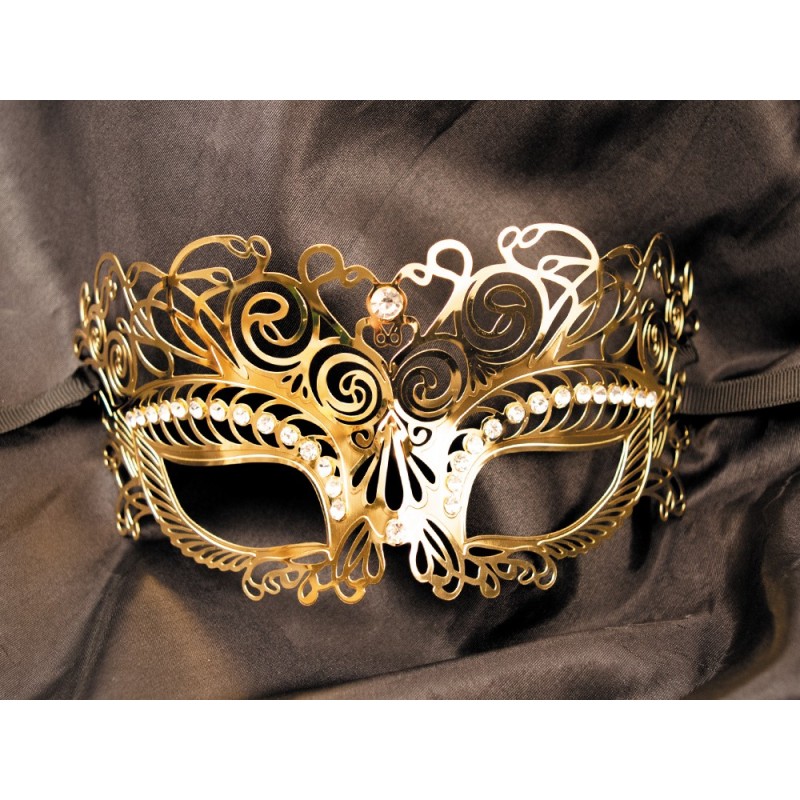 Masque vénitien Giulia rigide doré avec strass Be Lily Accessories