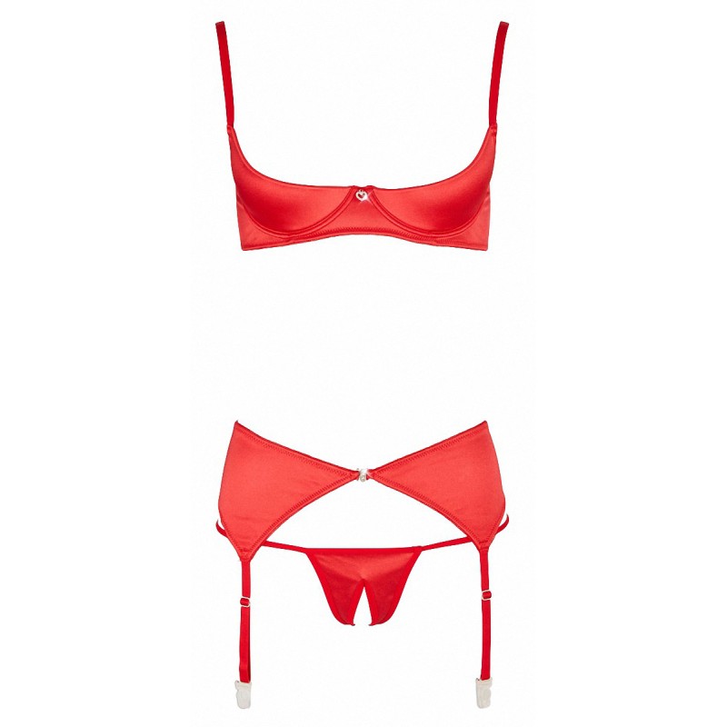 Ensemble lingerie 3 pièces ouvert rouge - Cottelli Lingerie Cotelli lingerie