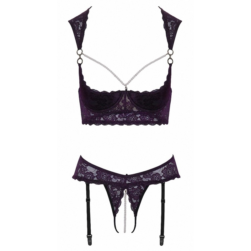 Ensemble lingerie ouverte violet - Cotelli Lingerie Cotelli lingerie