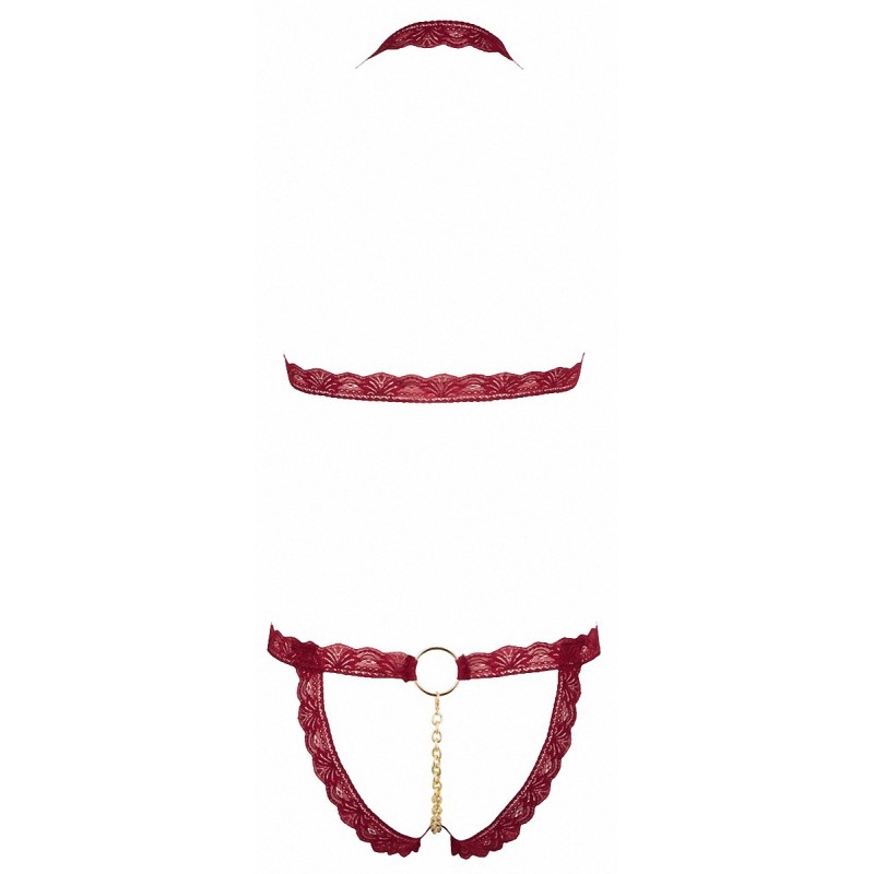 Ensemble string ouvert et seins nus bordeaux - Cottelli Lingerie Cotelli lingerie