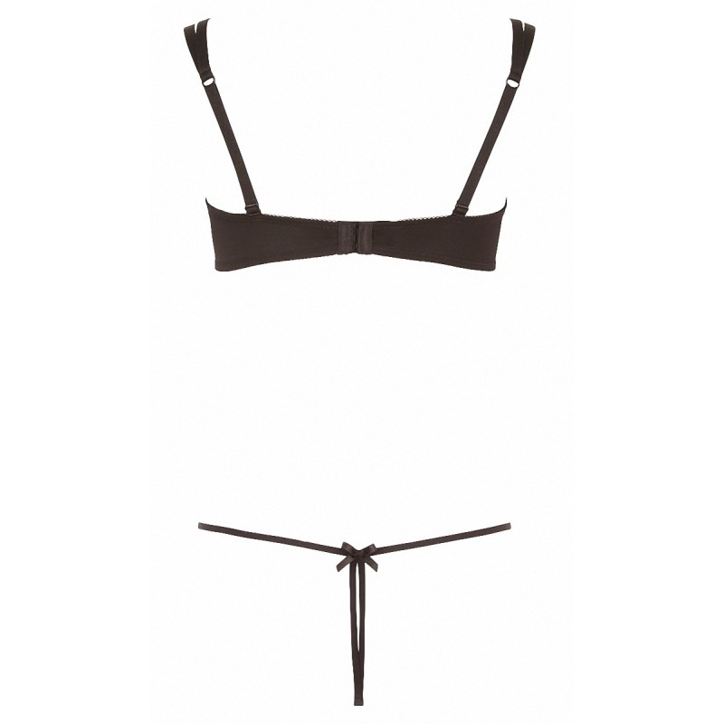 Ensemble dentelle string ouvert et seins nus noir - Cottelli Lingerie Cotelli lingerie