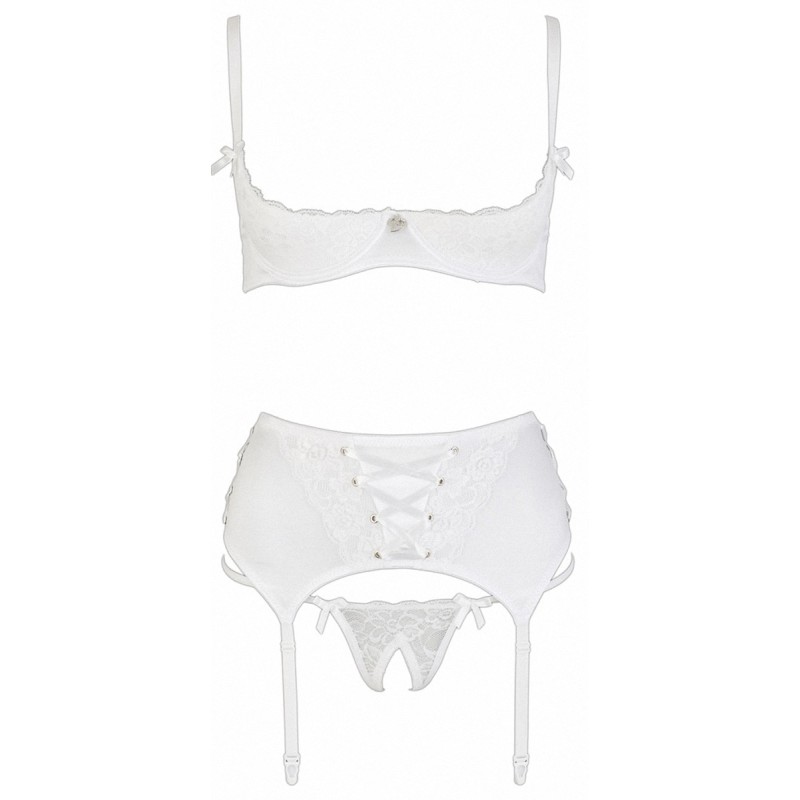 Ensemble lingerie 3 pièces ouvert blanc - Cottelli Lingerie Cotelli lingerie