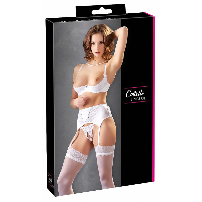 Ensemble lingerie 3 pièces ouvert blanc - Cottelli Lingerie Cotelli lingerie