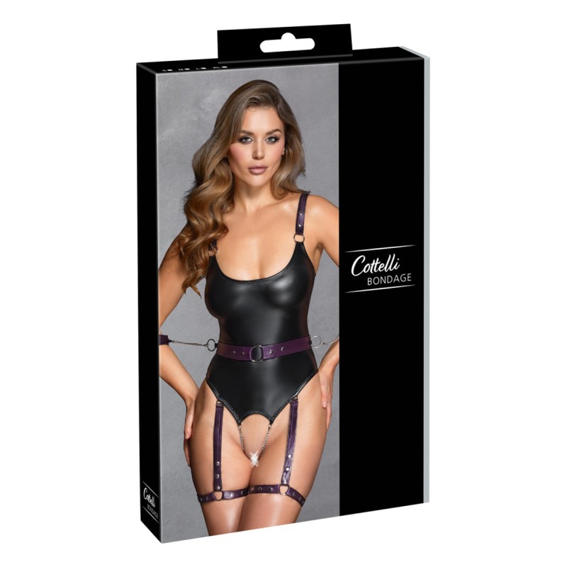 Body à jarretelles ouvert avec menottes - Cottelli Bondage Cotelli Bondage