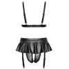 Soutien-gorge et slip fendu à jarretelles noir - Cottelli LINGERIE Cotelli lingerie