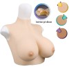 Buste faux seins silicone, col court