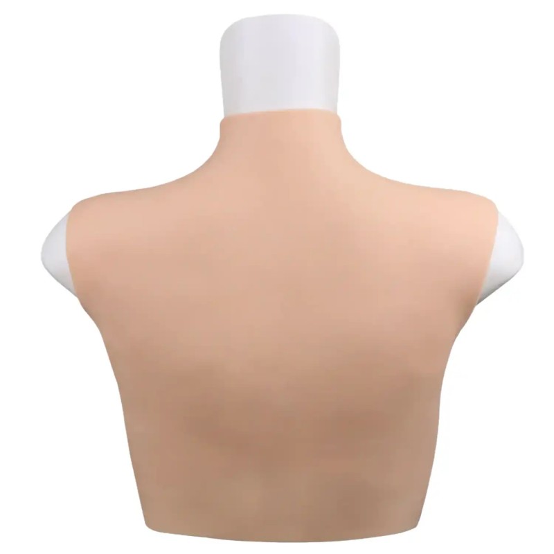 Buste faux seins silicone, col court