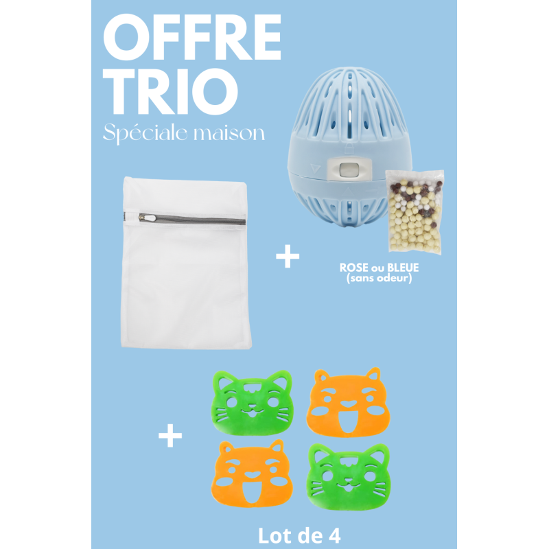 Boule de lavage + filet de lavage + 4 attrape-poils - OFFRE TRIO Cosmétique naturel