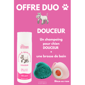 Shampoing pour chien 200ml + brosse de bain - OFFRE DUO - Douceur Dr. Derehsan Animal Care Cosmetics