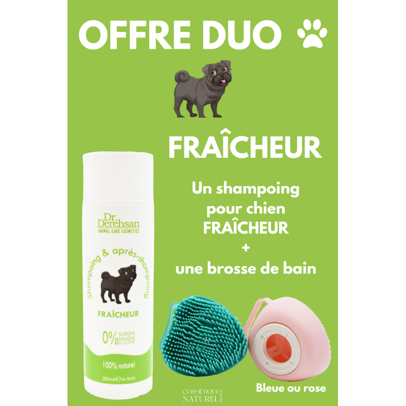Shampoing pour chien 200ml + brosse de bain - OFFRE DUO - FRAÎCHEUR Dr. Derehsan Animal Care Cosmetics