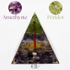 Orgonite pyramide Amethyste et Péridot Arbre de Vie Lithothérapie