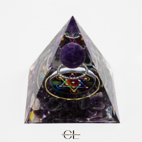 Orgonite pyramide Amethyste Métatron Lithothérapie