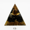 Orgonite pyramide Oeil de Tigre et Obsidienne Noire Lotus Lithothérapie
