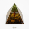 Orgonite pyramide Oeil de Tigre & Péridot Arbre de Vie Lithothérapie