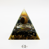 Orgonite pyramide Oeil de Tigre et Obsidienne Noire Arbre de Vie & Spirale Lithothérapie
