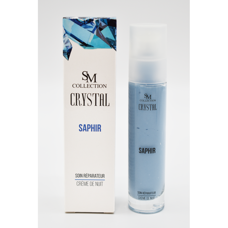 Crème de nuit à la poudre de saphir 50ml 100% naturelle SM collection CRYSTAL
