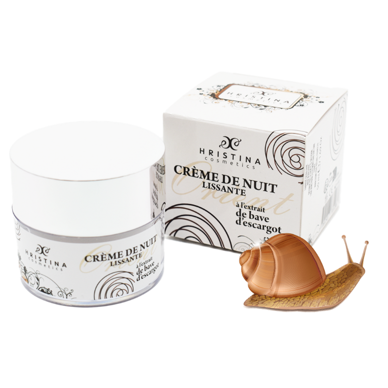 Crème de nuit hydratante à base de bave d'escargot 50ml 100% naturelle Hristina