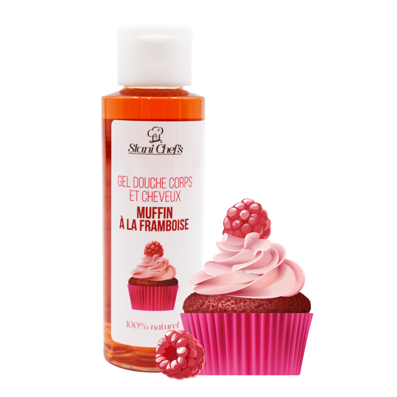 2 en 1 Gel douche corps et shampoing - Muffin à la framboise - 100ml 100% naturel - Format voyage Stani chef's