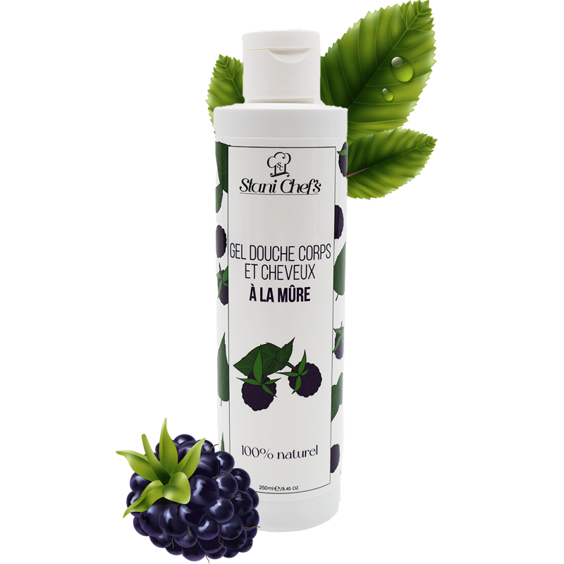 2 en 1 Gel douche corps et shampoing à la mûre - 250ml 100% naturel Stani chef's