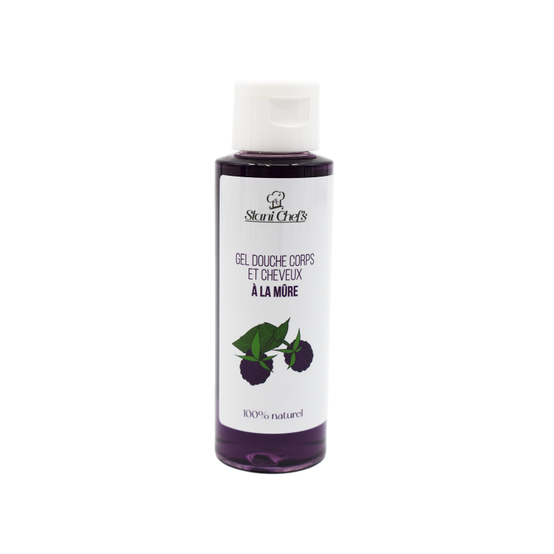 2 en 1Gel douche corps et shampoing à la mûre - 100ml 100% naturel - Format voyage Stani chef's