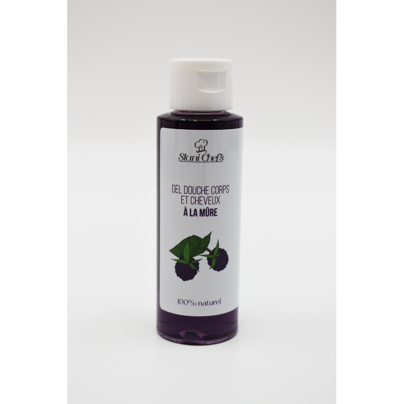 2 en 1Gel douche corps et shampoing à la mûre - 100ml 100% naturel - Format voyage Stani chef's