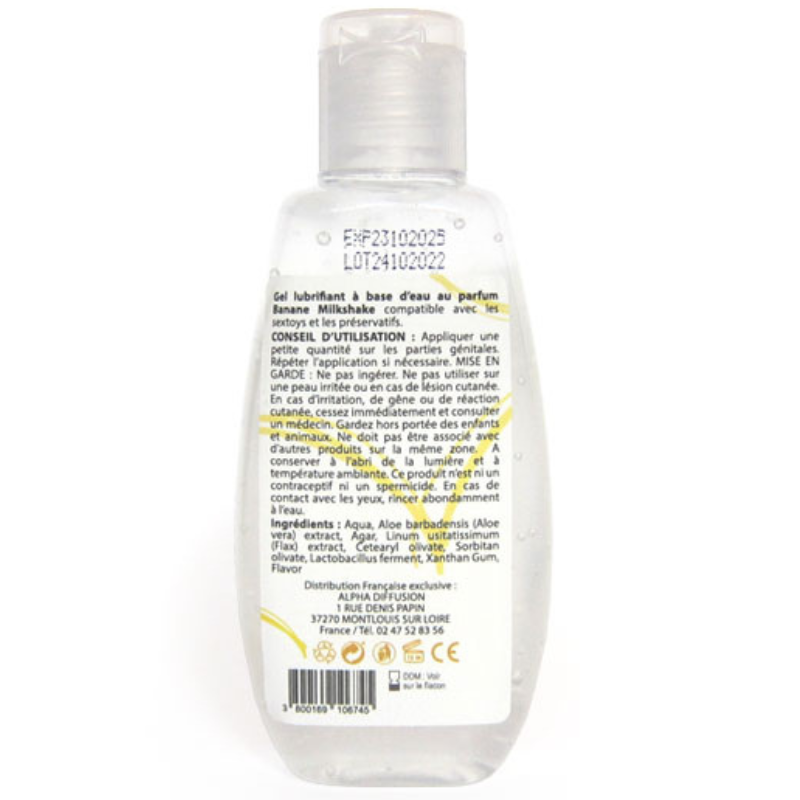 Lubrifiant à base d'eau 100% naturel Banane Milkshake 90 ml Sezmar Love