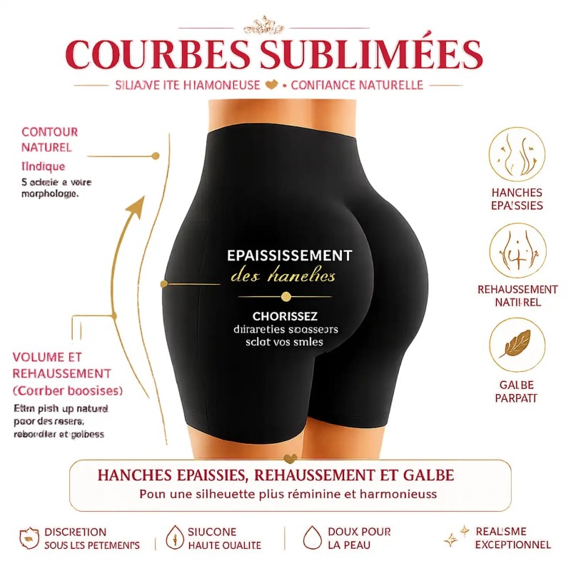 Panty silicone, rehausseur de hanches, effet  push-up