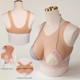 Buste faux seins silicone, style brassière, avec sangle Velcro