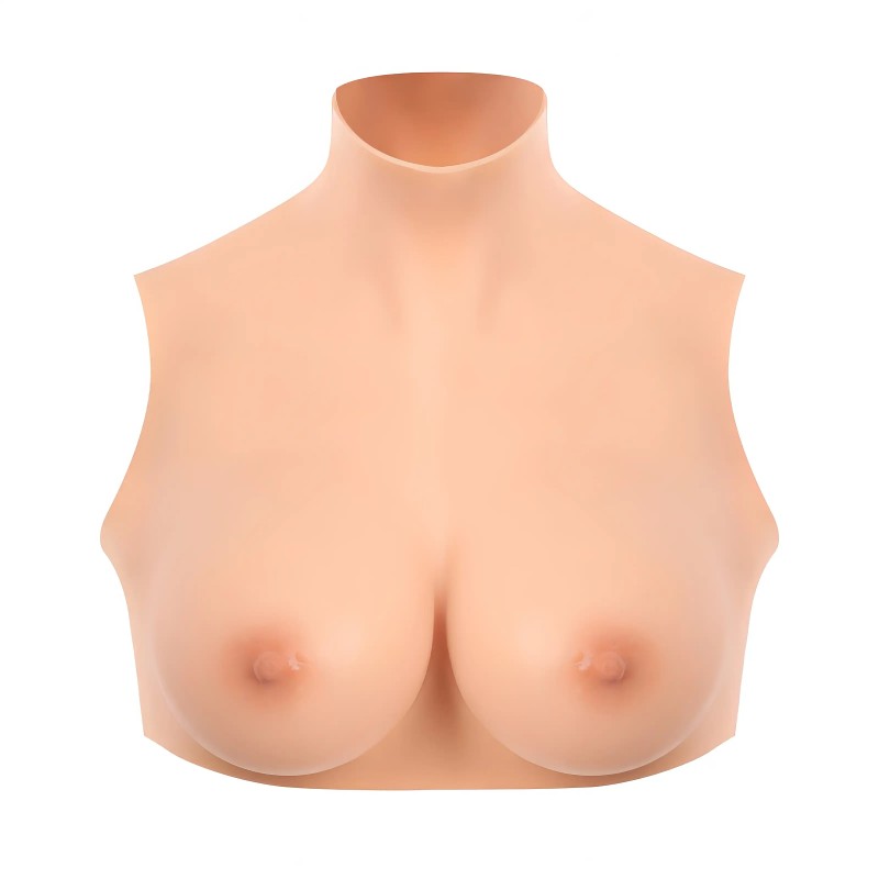 Buste seins réalistes col haut peau claire Starbust