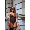 Ensemble 2 pièces avec bustier transparent à armatures et jarretelles noir - Mapalé Mapalé
