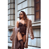 Ensemble 2 pièces avec bustier transparent à armatures et jarretelles noir - Mapalé Mapalé